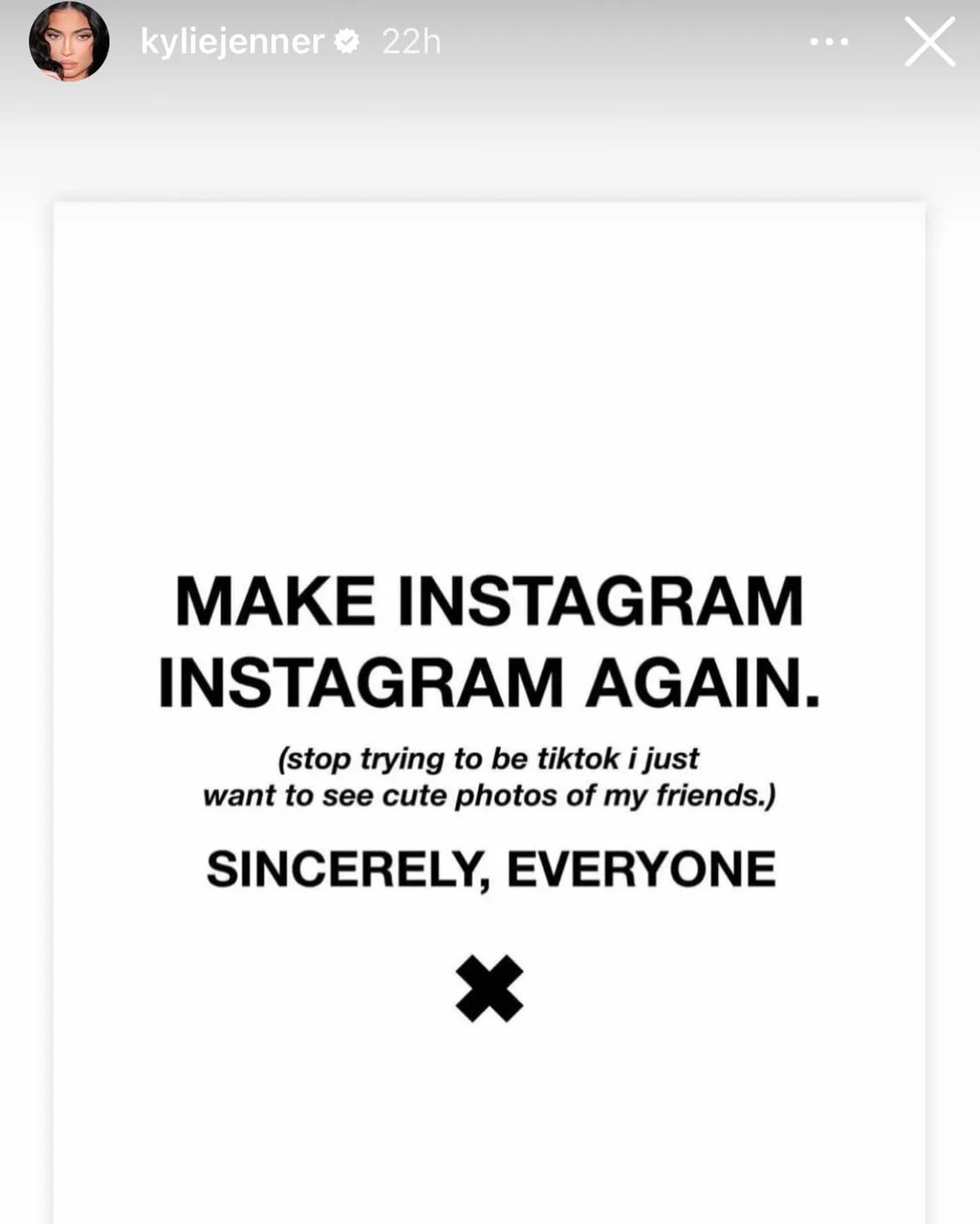 Jenner’s Instagram Story protesting the platform’s update